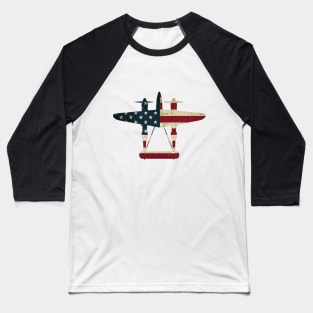 Retro USA Flag P-38 Lightning Aircraft Plane WW2 Fighter Warbird Pilot Gift Baseball T-Shirt